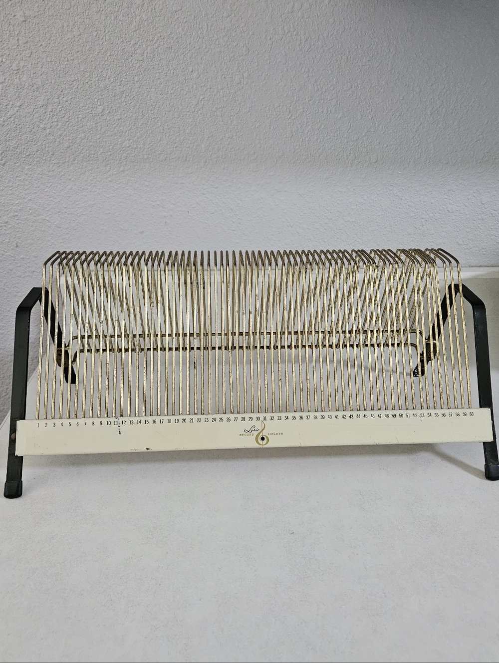 Vintage Lyric Record Holder, Metal, Holds 60 Records